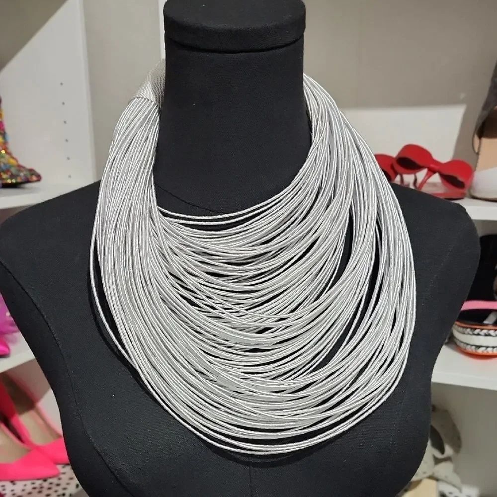Silver Multi-Strand Statement Necklace